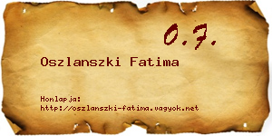 Oszlanszki Fatima névjegykártya
